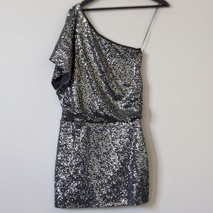 Sequined One Shoulder Party Dress